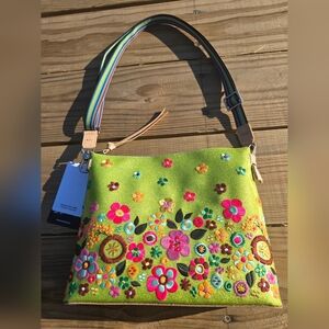 Consuela Green Floral Shoulder Bag